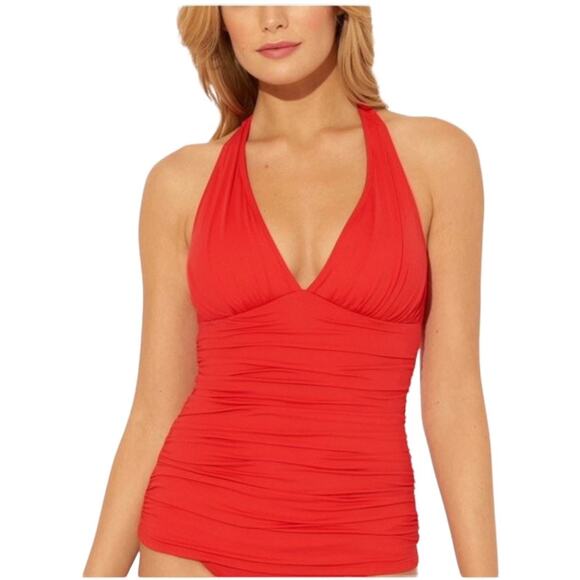 NWT! Bleu Rod Beattie Kore Halter Tankini Top Swim Scarlet Red - Size 6 - Picture 1 of 8